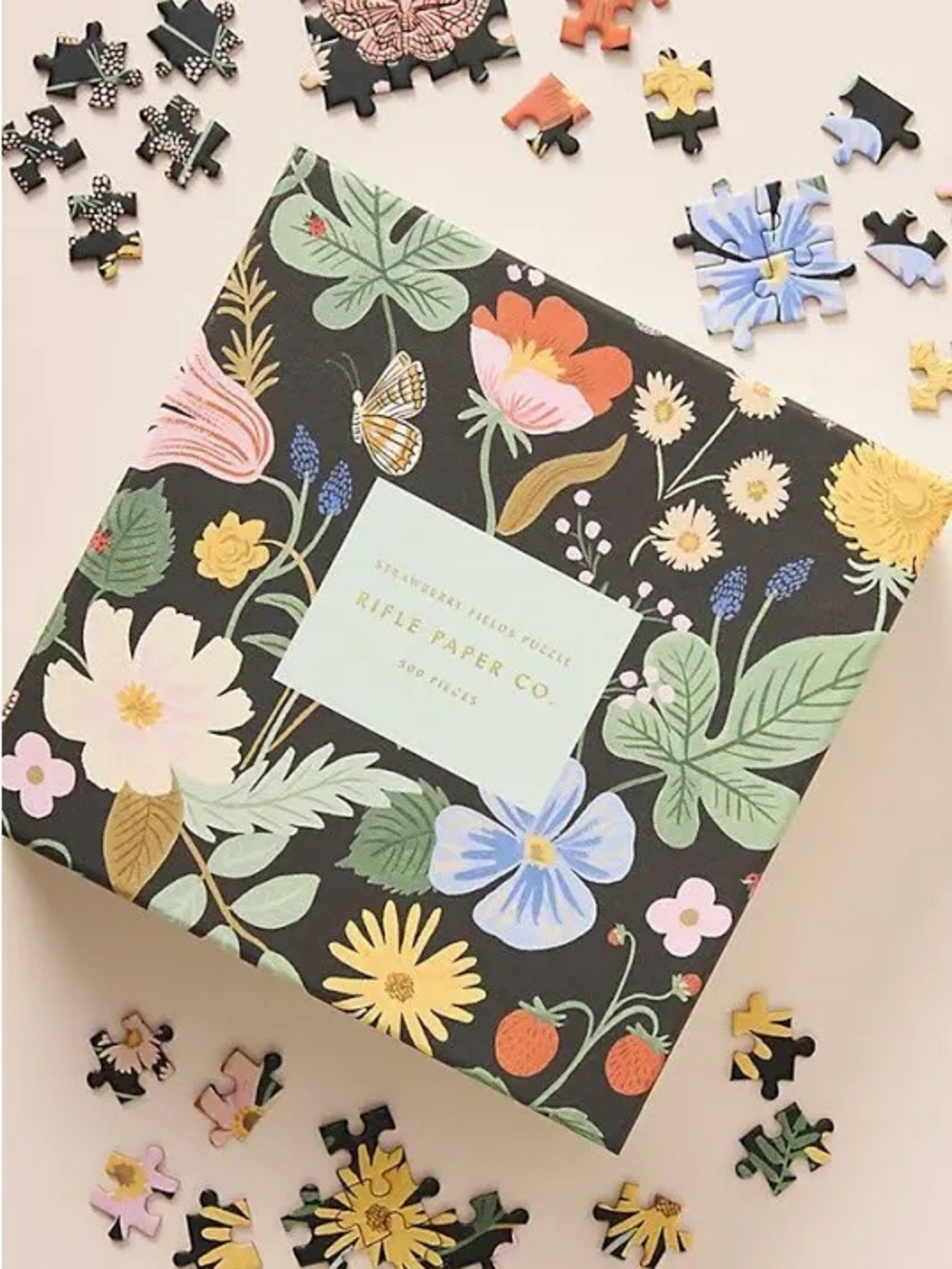 Rifle Paper Co. Floral Jigsaw Puzzle- Strawberry Fields-500 piece puzzle